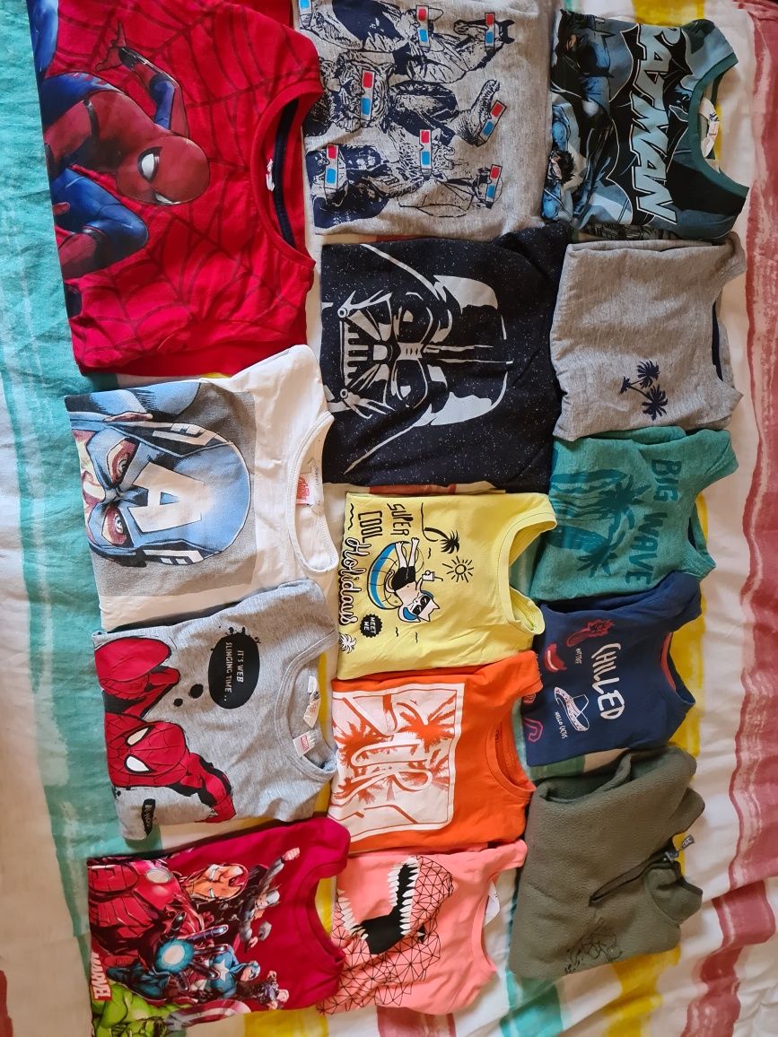 Lot tricouri/bluze băieți 4-6 ani, spiderman, batman, marvel