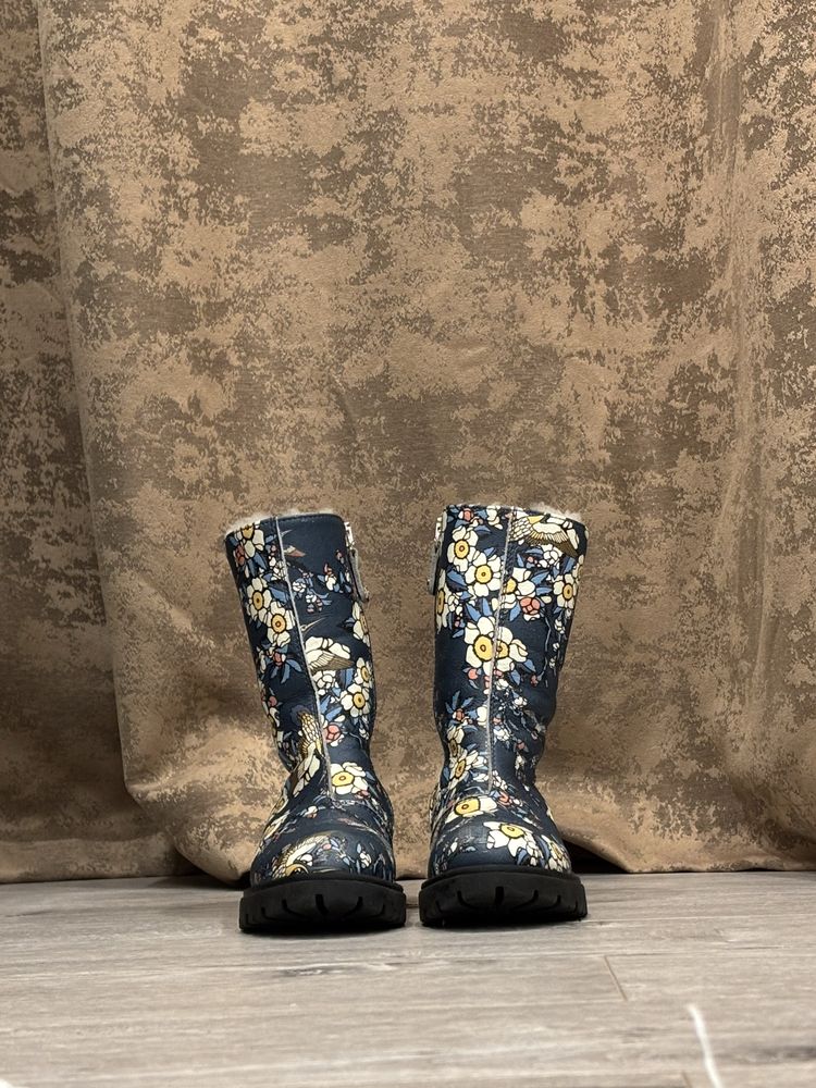 DSQUARED2 Кожаные Сапоги синие, с узорами Длина Стельки : 19 см