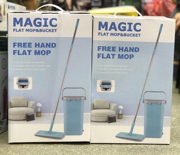 Комплект для Уборки Magic Flat Mop & Bucket: Швабра и Ведро с Отжимом