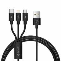 3in1 Cablu USB de incarcare rapid micro USB / USB-C / lighting, 3A