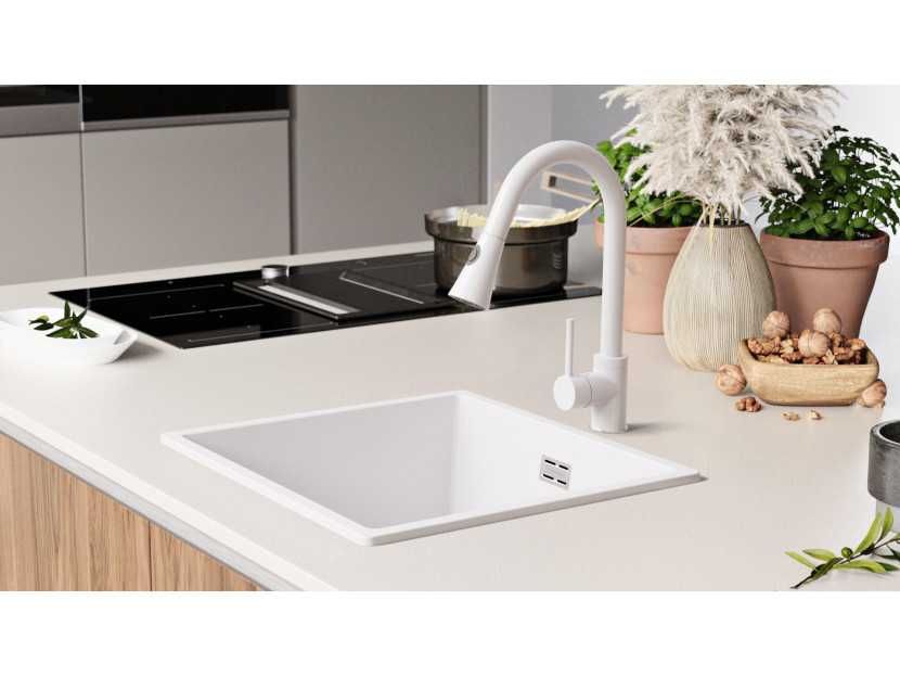 Кухненска Мивка от Гранит модел Лондон Слим 50 460 x 440 мм - Бяла
