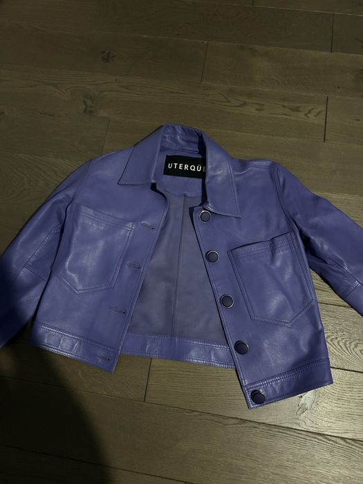 Кожаный пиджак филлетовый