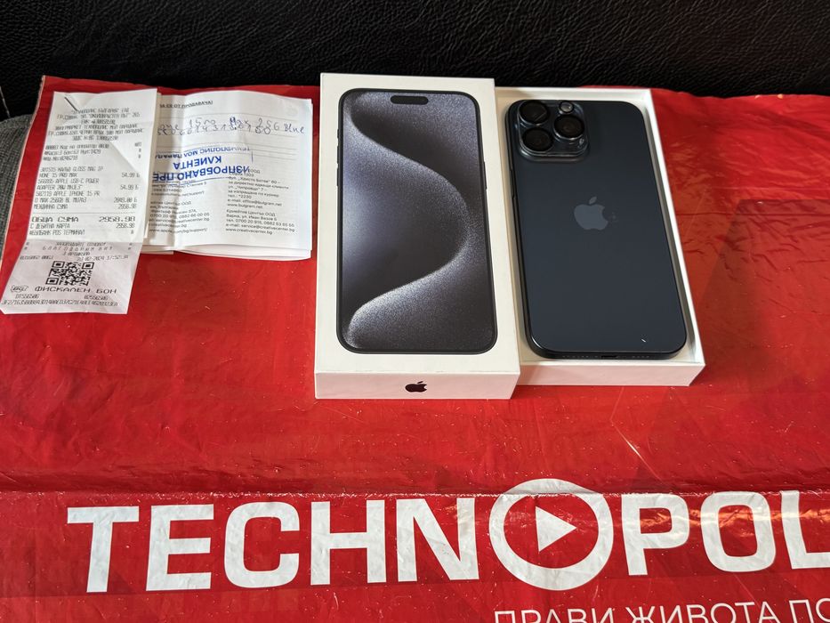 КАТО НОВ 256GB iPhone 15 Pro Max Technopolis Гаранция 2025 Black Черен