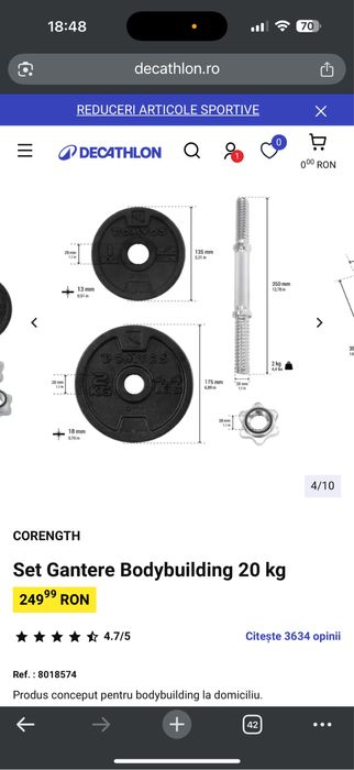 Set gantere 20 kg, geanta pentru transport