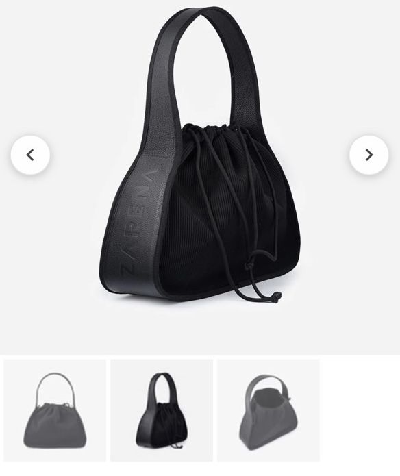 Дамска чанта ZARENA – черна, естествена кожа и текстил