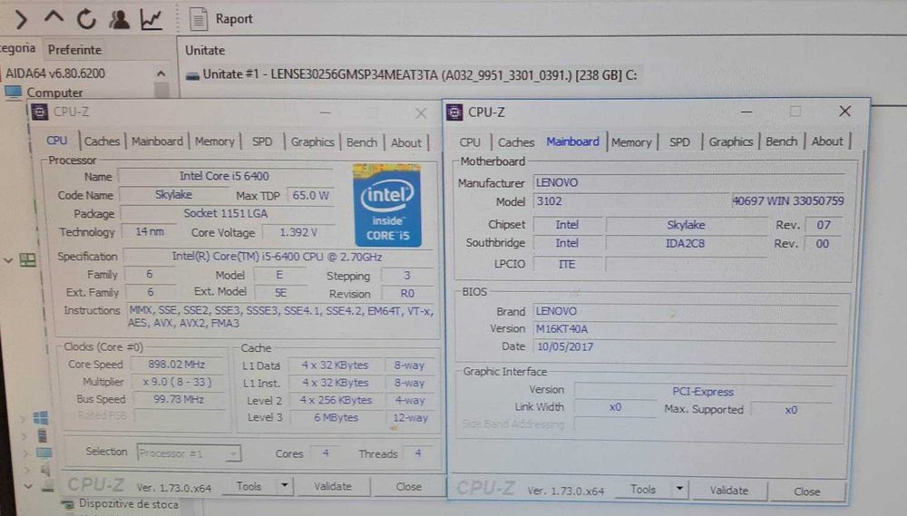 Unitate Lenovo i5 6400 - 8 GB RAM DDR4 - SSD 256 GB