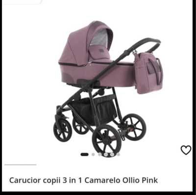 Carucior copil 3 in 1 - Camarelo Ollio Pink