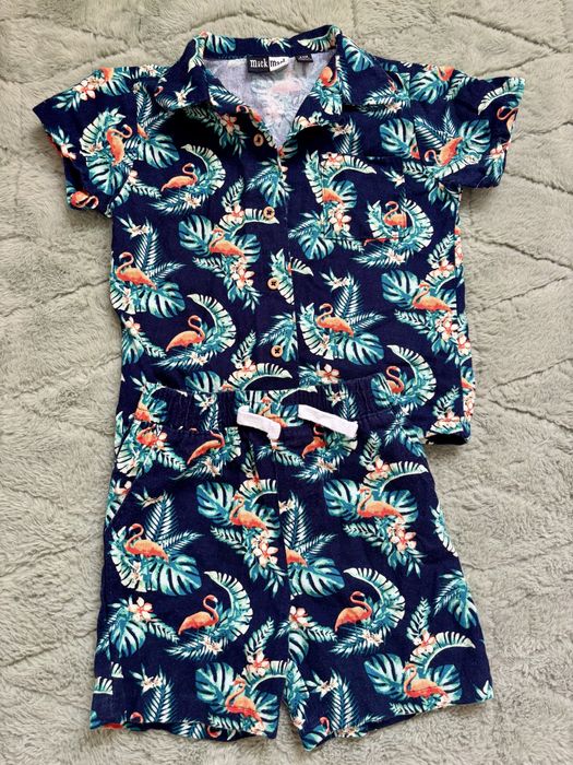 Costum de vara baieti, marimea 24 M, din in si bumbac