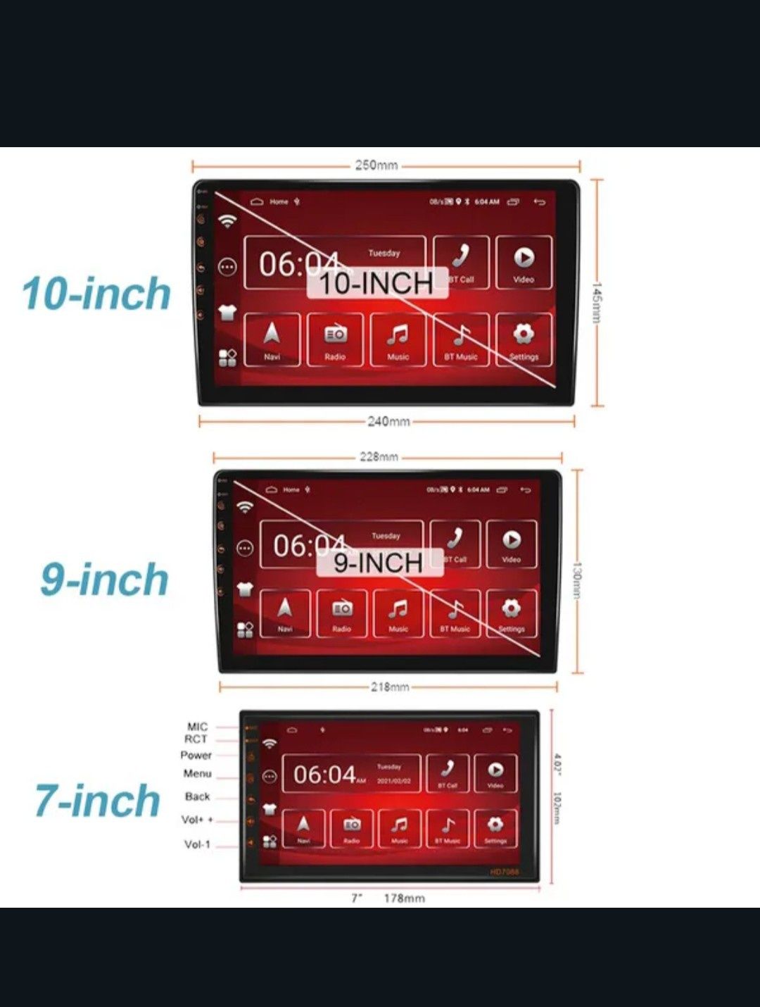 Мултимедия 2 DIN Плеър за кола 7"/9"/10"/инча Bluetooth,WiFi,fm radio