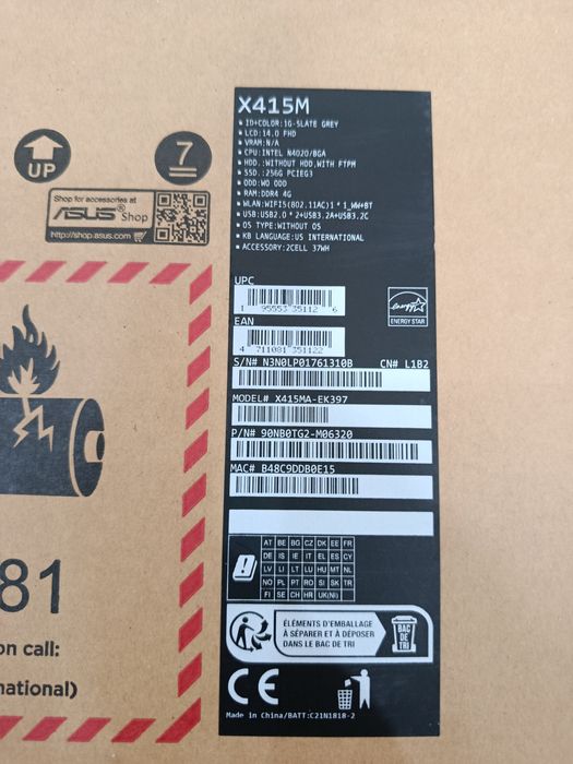 Laptop Asus 14.6" Nou