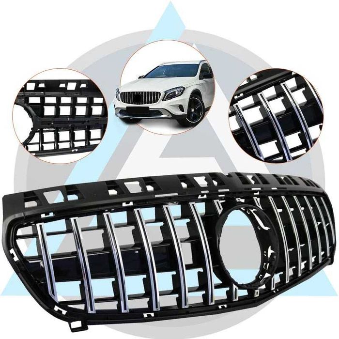 Решетка GT-R дизайн за MERCEDES A-CLASS W176 черен гланц с хром ребра