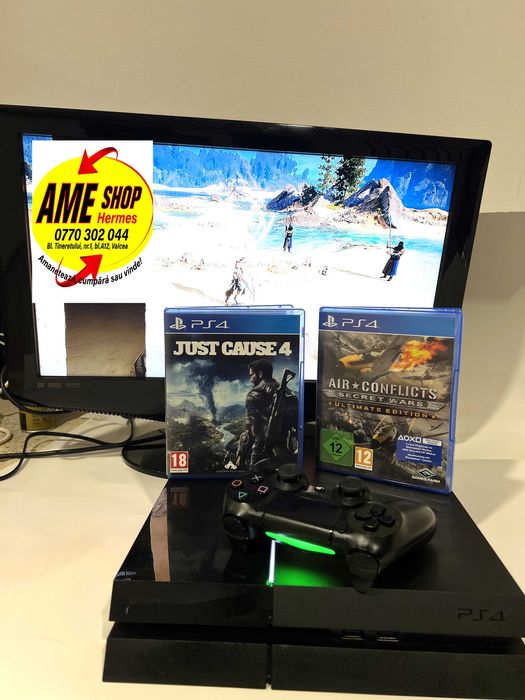 Consolă Sony PS4, 500GB, Jocuri: Just Cause 4 și Air Conflicts!
