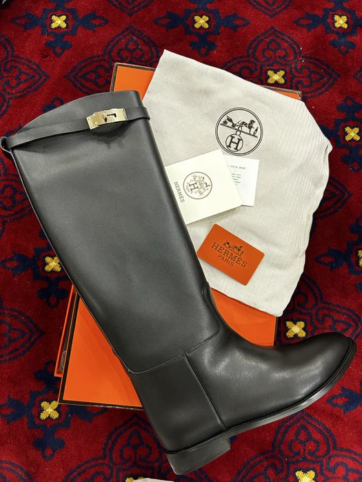 Женские демисезонные сапоги Hermes из натуральной кожи