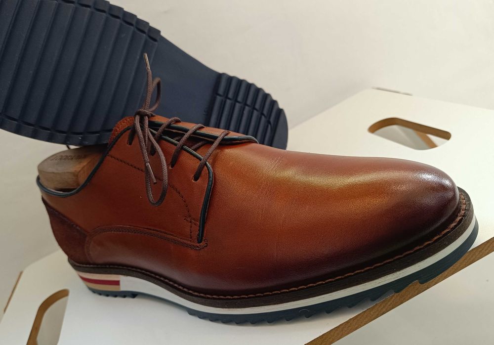 Pantofi derby casual 44 plain toe Oliver Jacob Portugal NOI piele nat