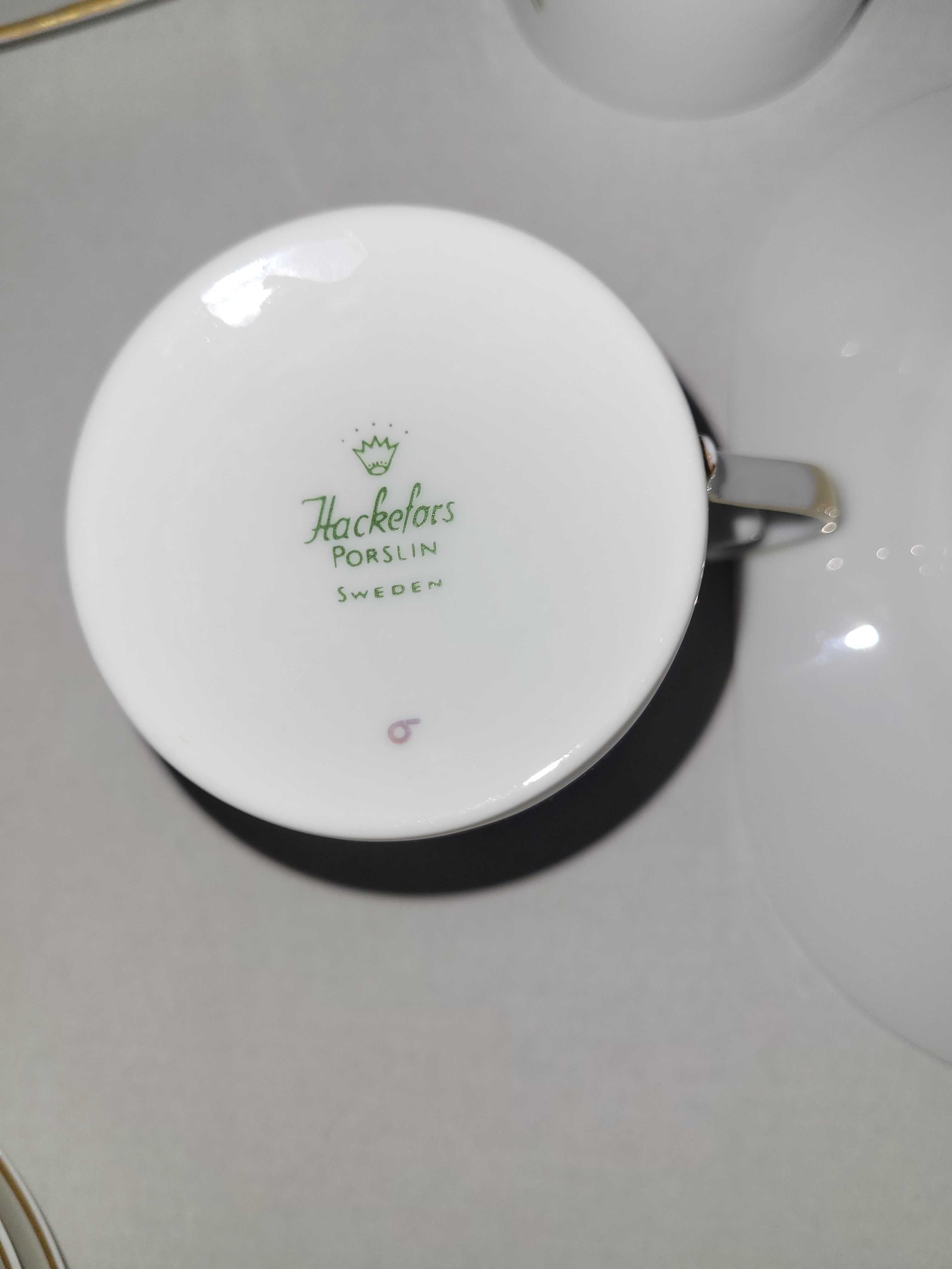 Set 6 cesti demitasse pictate manual, portelan suedez Hackefors