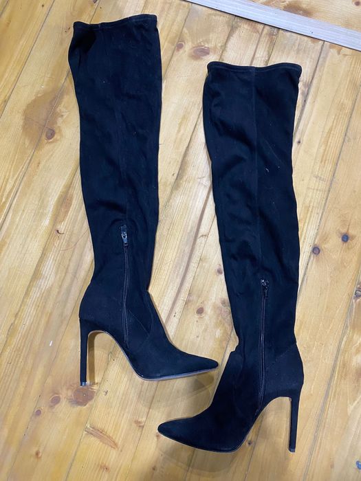 Ботуши до над коляното H&M от мека, подобна на велур материя