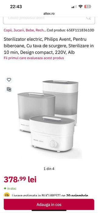 Sterilizator biberoane Philips Avent