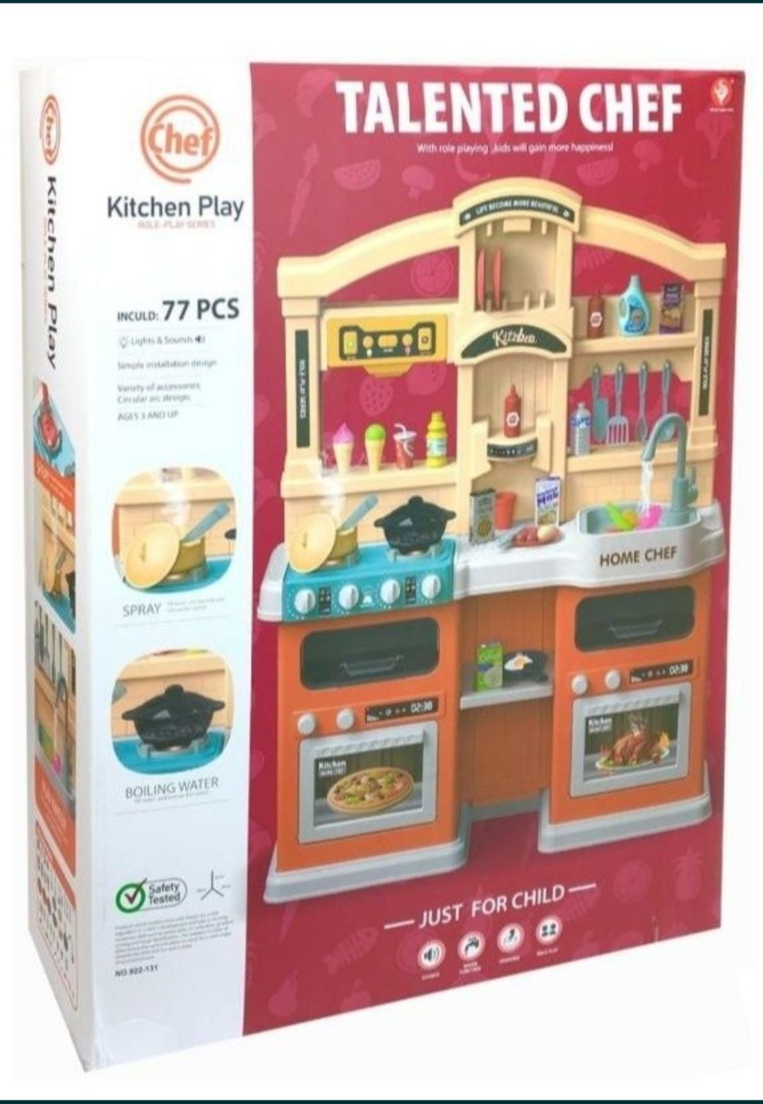 Детская игровая кухня Talanted Chef с водой паром набором 77 посуды пр