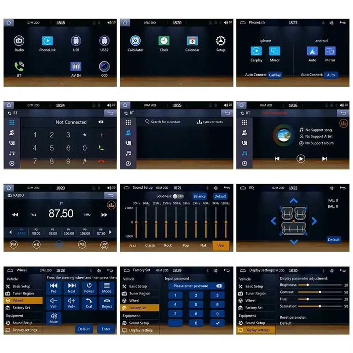 Navigatie universala 1din, Ecran 5″, CarPlay si Android Auto, BT.