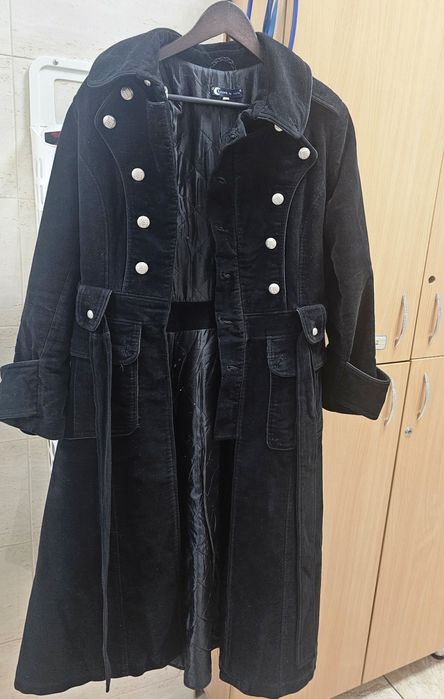 Palton negru catifea