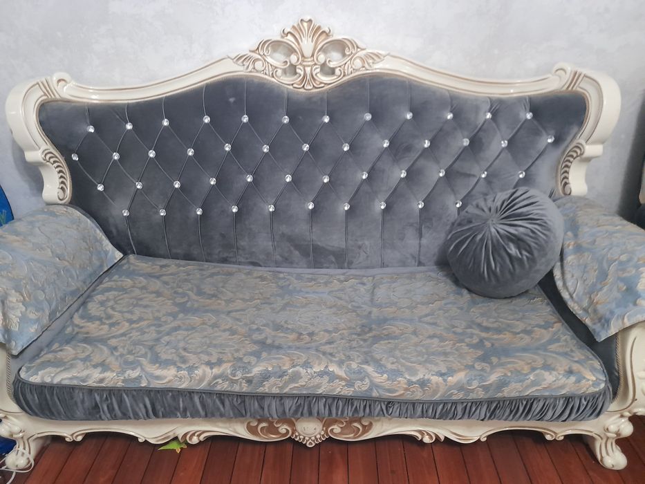 Уголок мягкий сине серого цвета