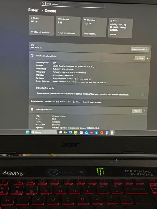 Acer Nitro 5 i5 10300H GTX 1650 4GB 24GB RAM SSD 1TB – Gaming Laptop