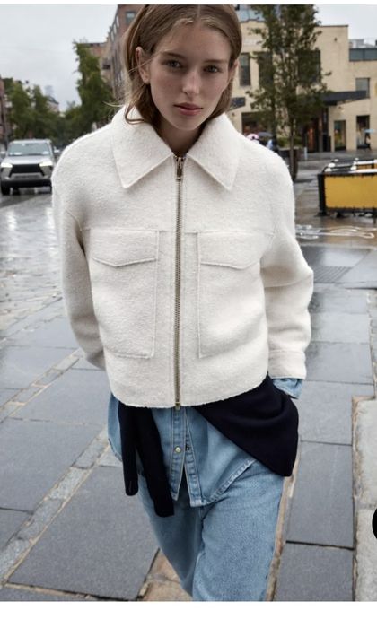 Бяло палто от букле на Zara, S