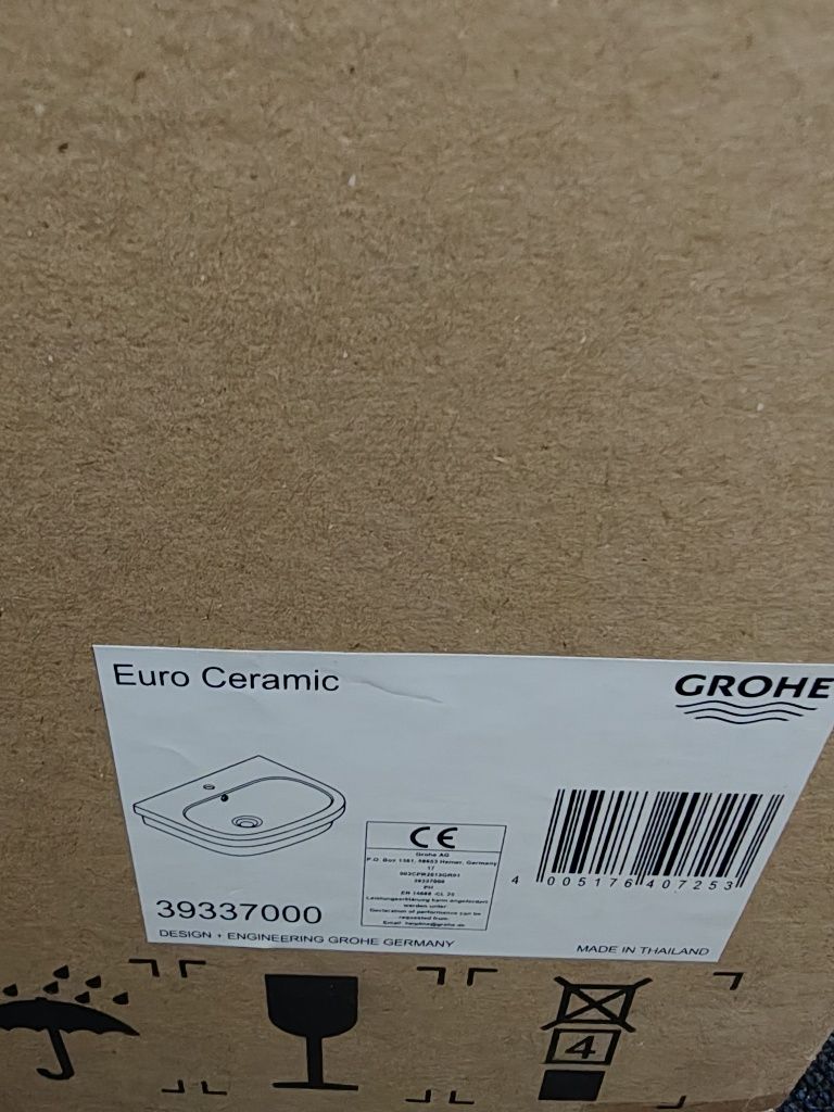 Vand Lavoar Grohe Euro Ceramic, montare pe blat, 600 x 480, alb - NOU