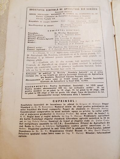 Colecție - reviste vechi apicultură ,,România Apicolă 1947-1948