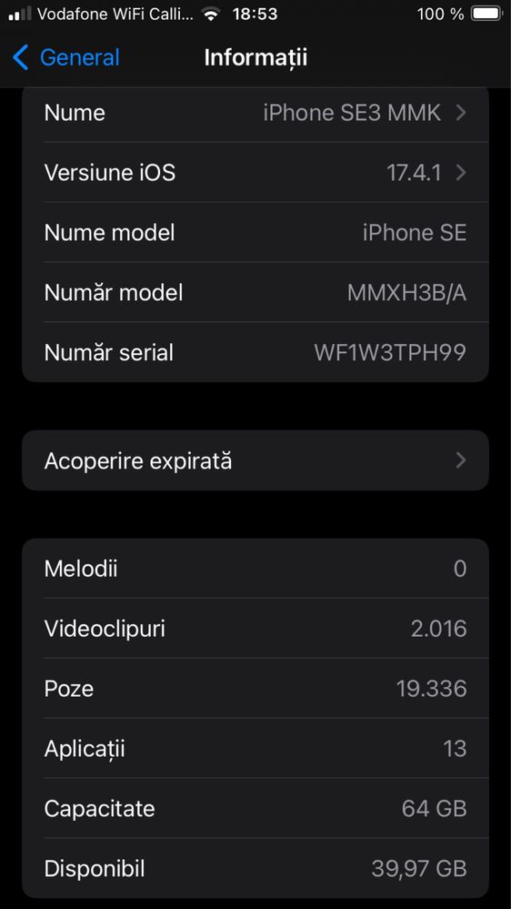 Vand iphone se 3 , 64gb , 5g 2022