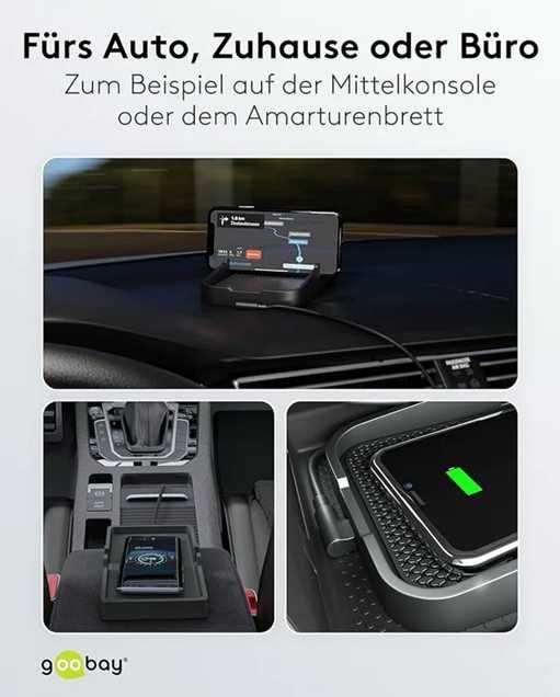 Безжично бързо зарядно за кола Goobay 15Wзареждай с лекота, без кабели