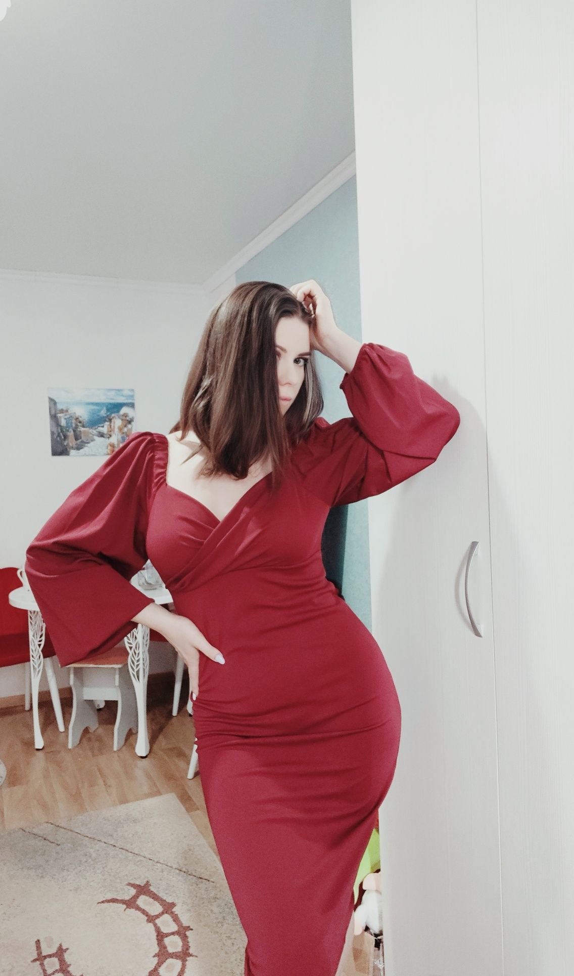 Продам платье бордового цвета.размер Л-ХЛ