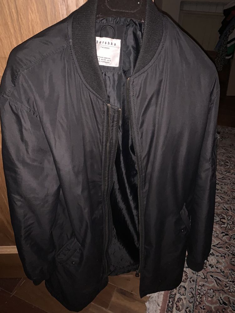 Мужская куртка-пальто  тонкая черная S-M