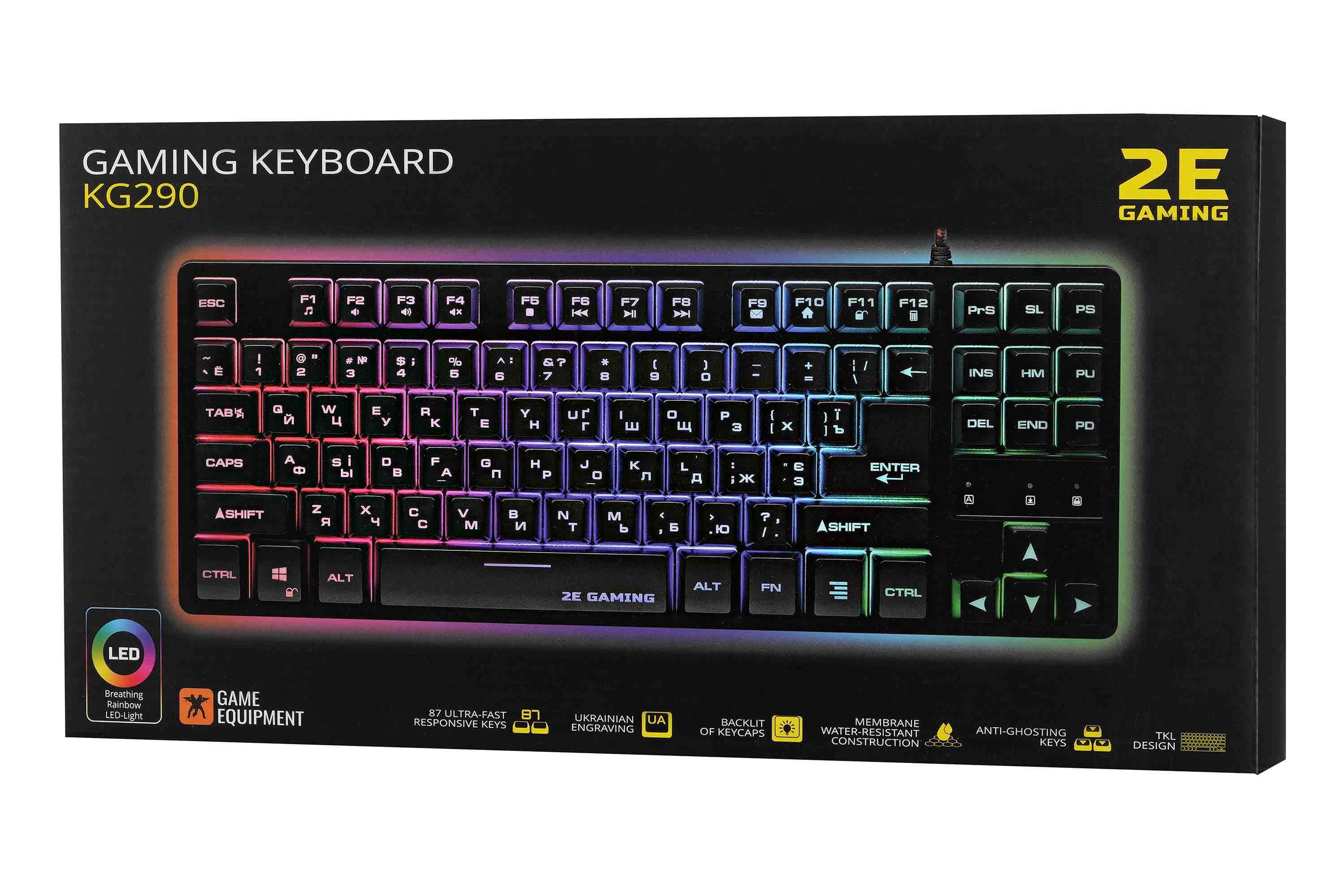 ; Игровая клавиатура KG290 LED USB 87 key Black