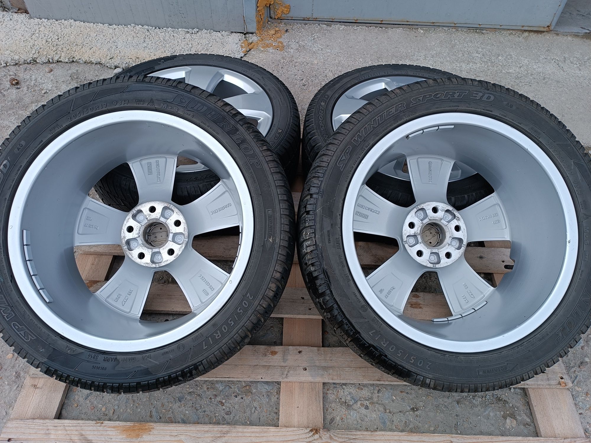 Лети джанти 17ки 5х112 Audi + зимни гуми 205/50/17 Dunlop