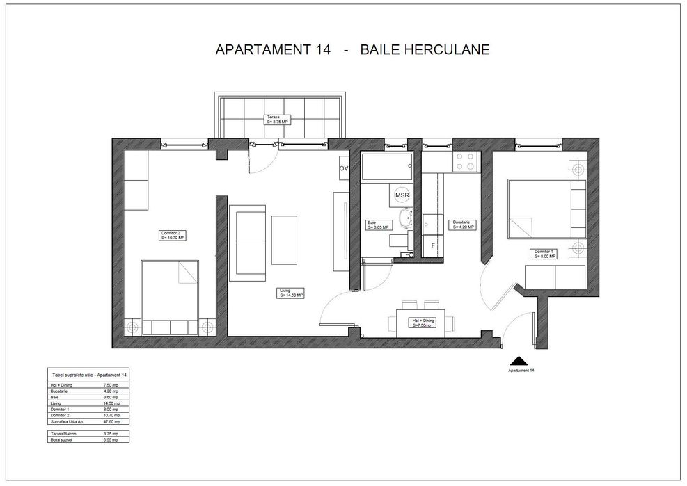 Apartament 3 camere Herculane - vedere munte
