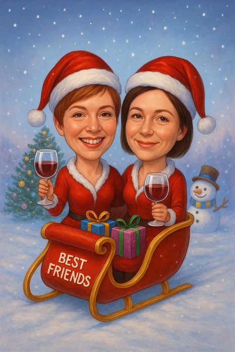 Коледна Карикатура в Рамка (ПЕРФЕКТНИЯ ПОДАРЪК)