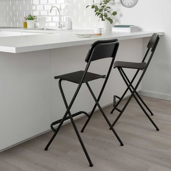 FRANKLIN Ikea scaun bar cu spătar, pliant, înălțimea blat negru 63 cm