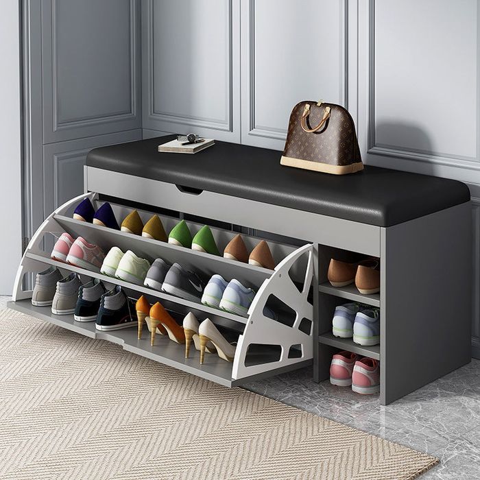 Dulap pentru pantofi tip bancheta, 100 x 30 x 51 cm Gri