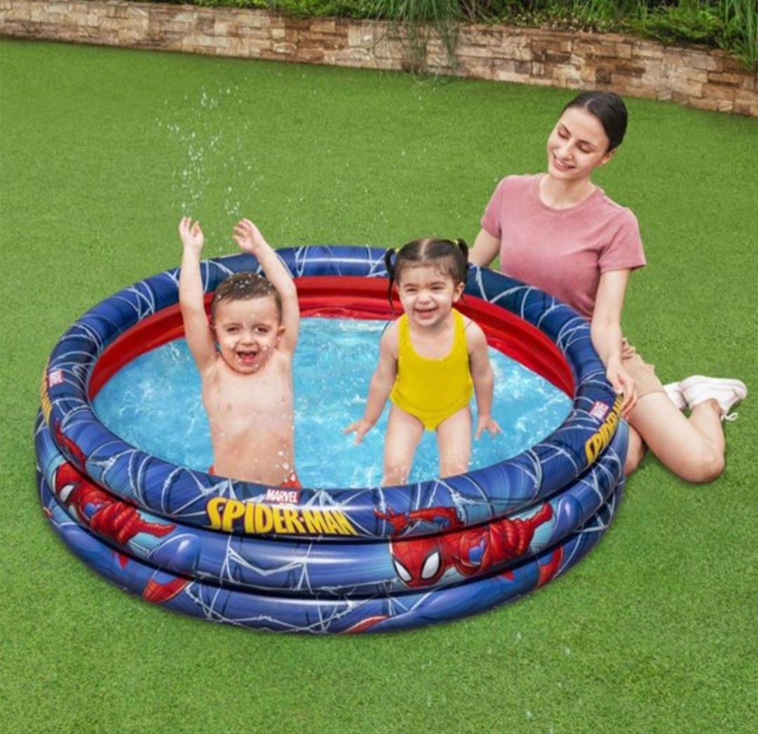 Детски басейн Bestway, Spiderman, 200л, 122х30см, 2+години, Син/Червен
