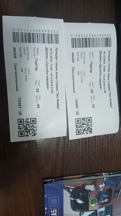 Bilet konsertga bugun 19:00da