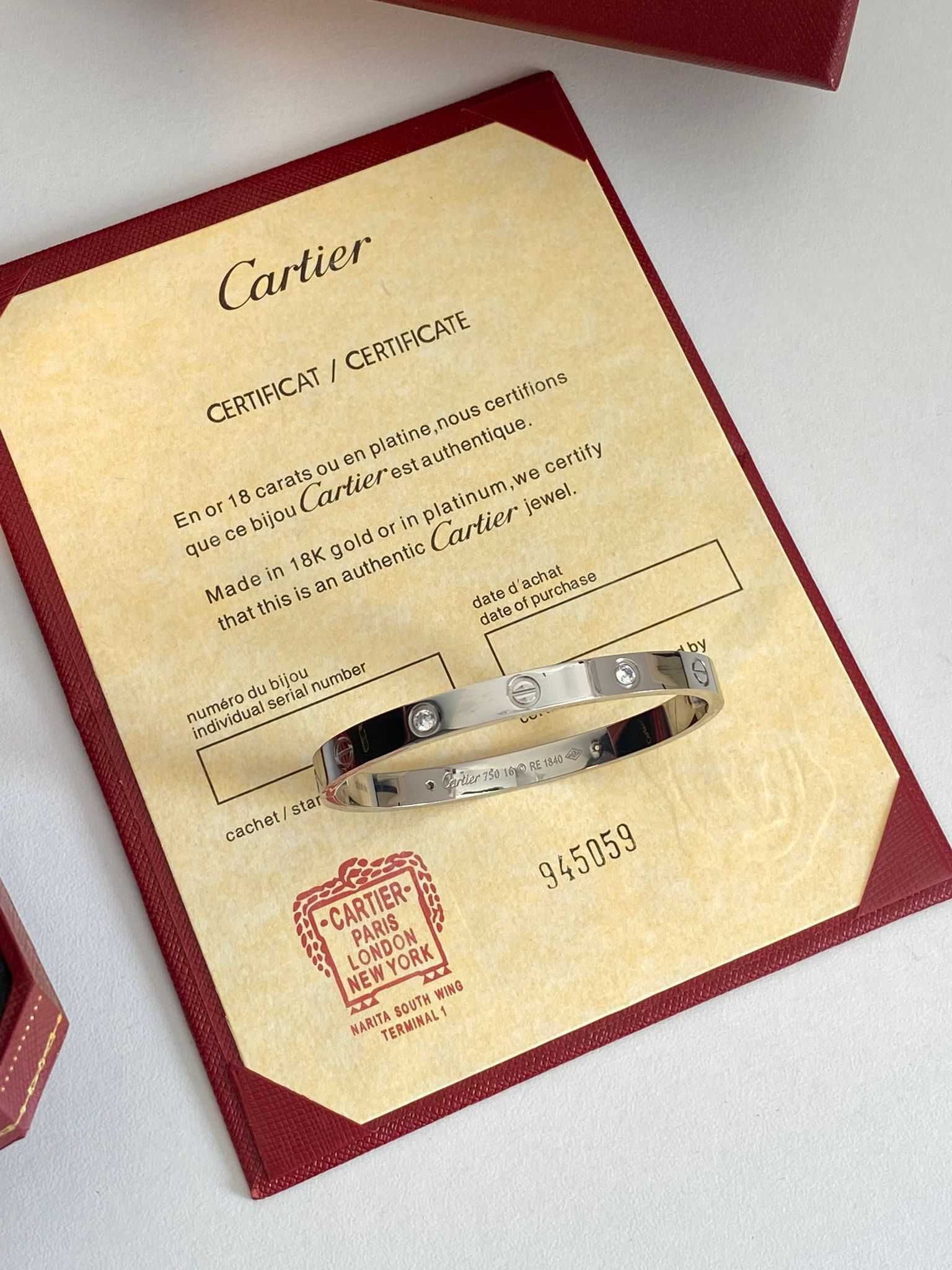 Brățară Cartier LOVE 19 White Gold 750 Diamond