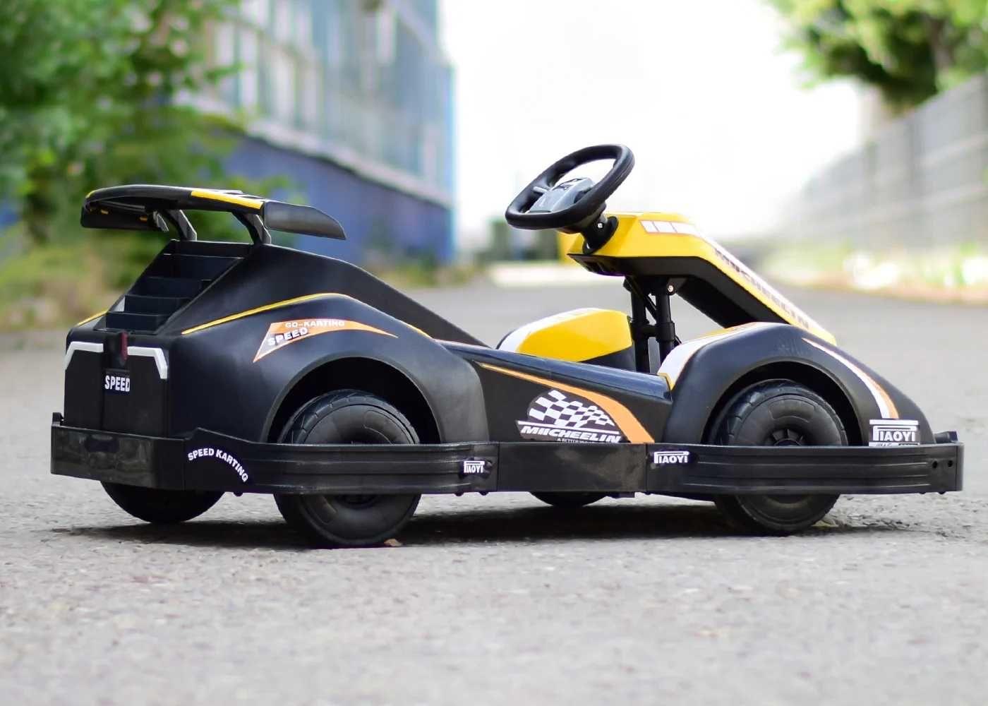 Kart electric pentru copii 3-11 ani BDQ Racing 90W, Roti Moi Galben