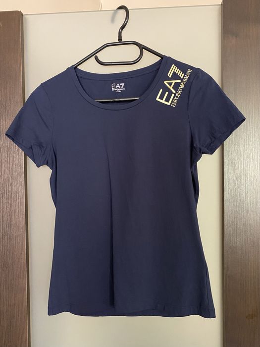 Нова тъмносиня памучна тениска/тишърт EA7 Emporio Armani, размер XS