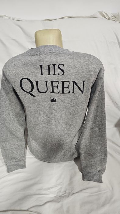 Hanorac gri pufos cu model his queen S