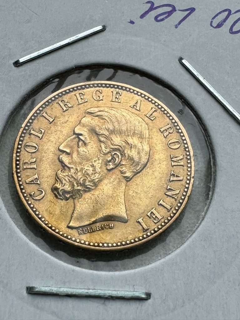 20 lei 1883 Carol I moneda Romania regat aur 6,45