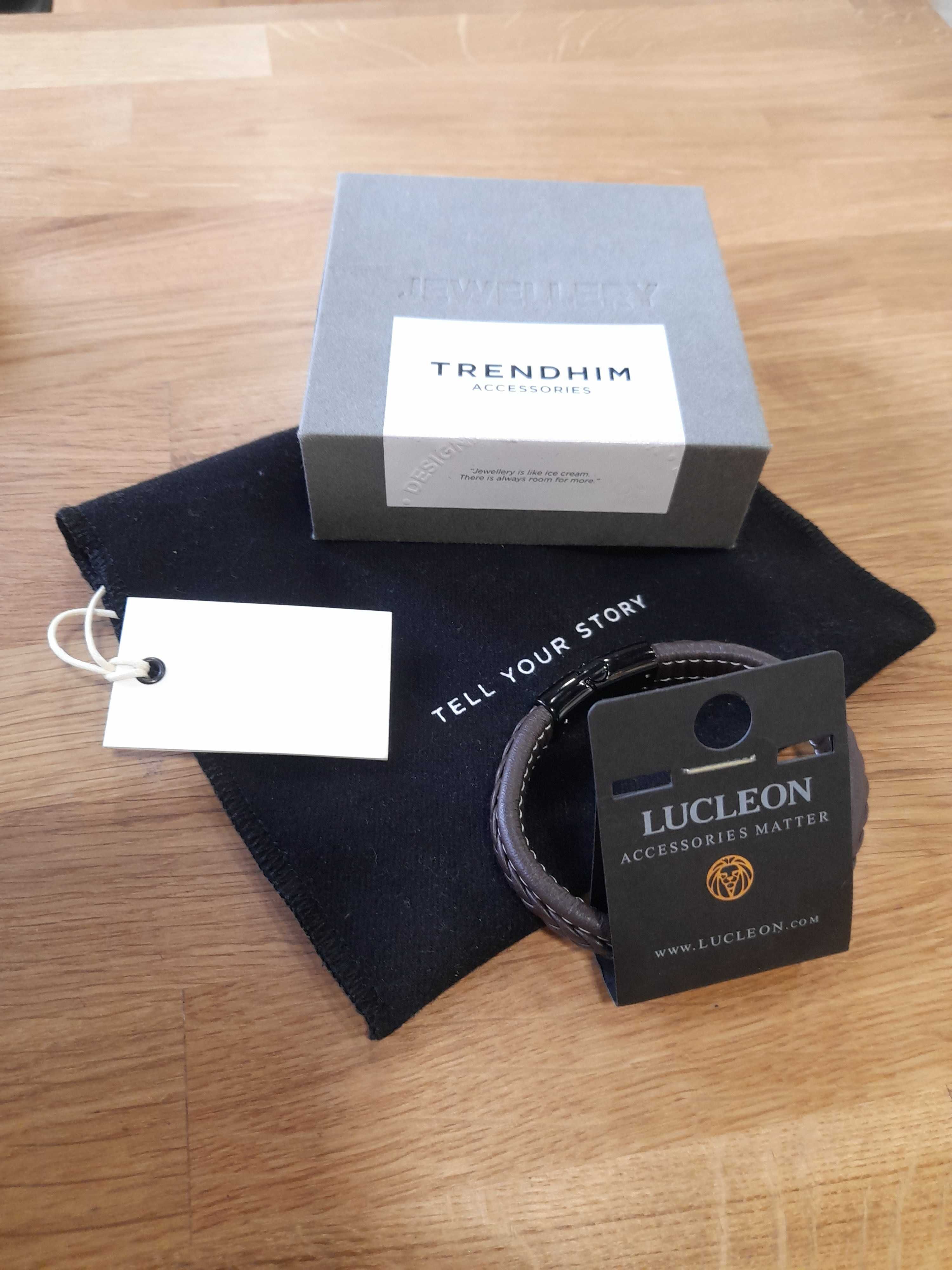 Нова мъжка кожена кафява гривна Lucleon от Trendhim + подарък