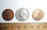 Монеты США, 5 центов и 1 цент