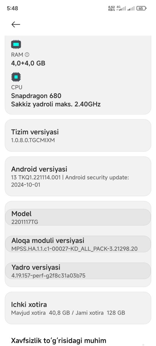 Redmi not 11 s 4+4/128