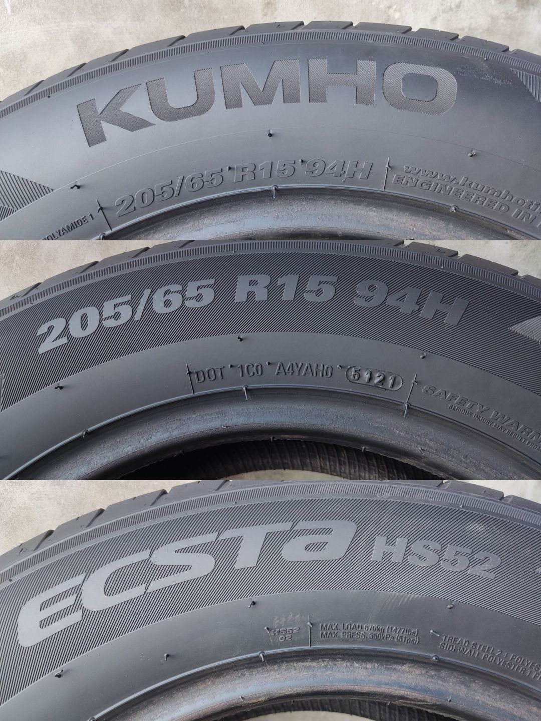 2бр. летни гуми 205/65/15 Kumho Ecsta HS52
dot5121
7mm
Добро състояние
